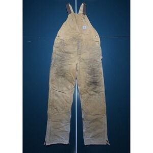 Vintage Carhartt Bib Overalls Men's 40x35 R02 Duck Quilted Lined Insulated USA